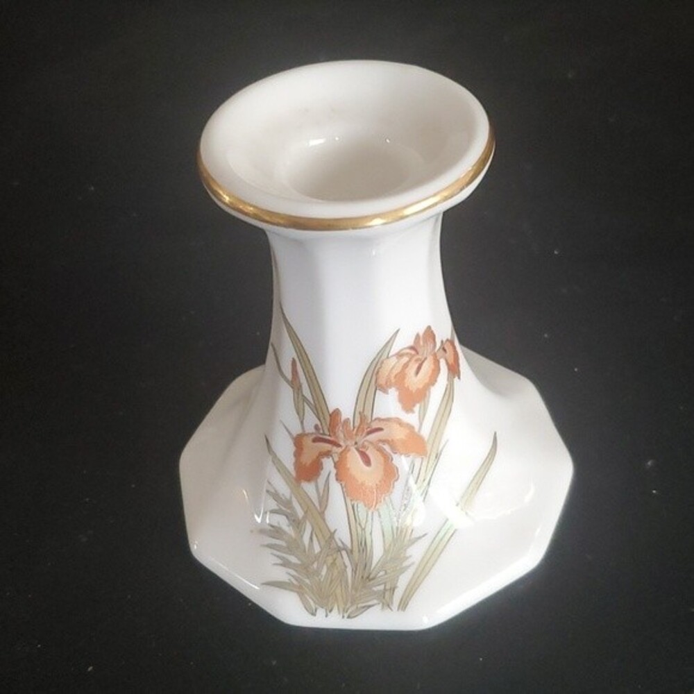 Japan Fine China Floral Taper Candle Holder Hex Base – Romantic Mantle Décor